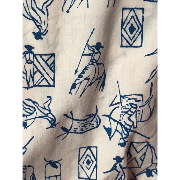 1960s JONATHAN HILL Design. BULL. Matador Print. Button Up Collared Shirt. XS-S - Picture 5 of 9